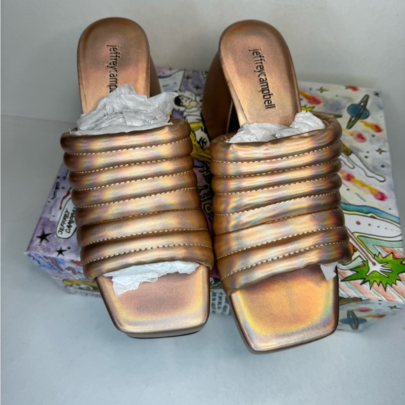 Jeffrey Campbell E-Girl Heels Rose Gold Iridescent casual classic stylish summer - Picture 6 of 8